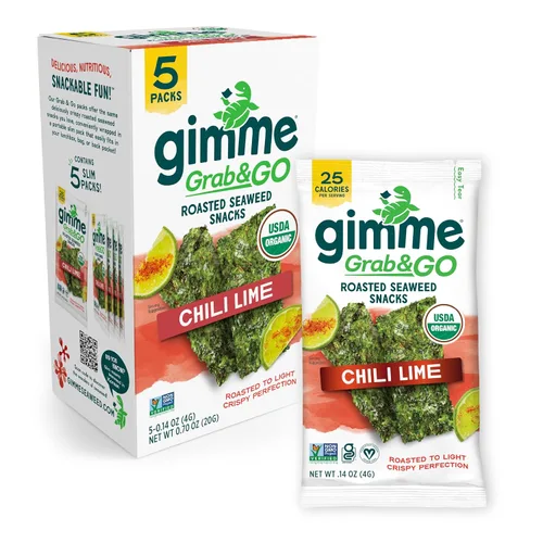 Miniatura 17 de Gimme Seaweed Grab & Go - Bocadillos de Algas Marinas Tostadas Orgánicas Premium, Sal Marina, 5 Unidades Sin Bandeja, Keto, Vegano, Sin Gluten, Gran