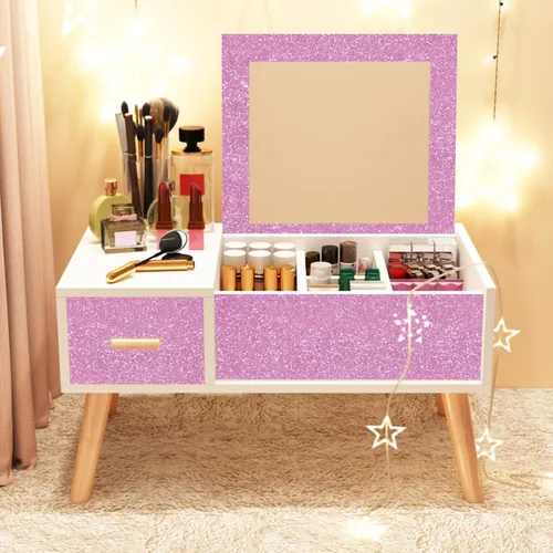 Miniatura 4 de Kitico Papel tapiz rosa con purpurina para despegar y pegar, papel decorativo autoadhesivo para decoración de bricolaje, 17.7 x 118.1 pulgadas