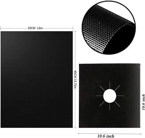 Miniatura 4 de BOMJJOR - Juego de 8 fundas de revestimiento para horno y quemadores de estufa, protectores de gas reutilizables de 10.6 x 10.6 pulgadas, cubierta