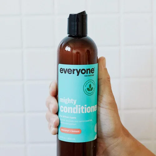Miniatura 4 de Everyone Hair Care Conditioner - Coconut & Lemon Mighty, botella de 12 onzas líquidas, acondicionador hidratante para lavar y dejar en casa