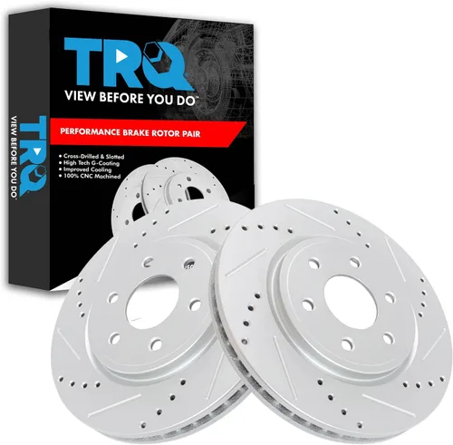 Miniatura 406 de TRQ Juego de rotores de freno de rendimiento trasero con revestimiento G premium compatible con Mazda 6 2014-2021