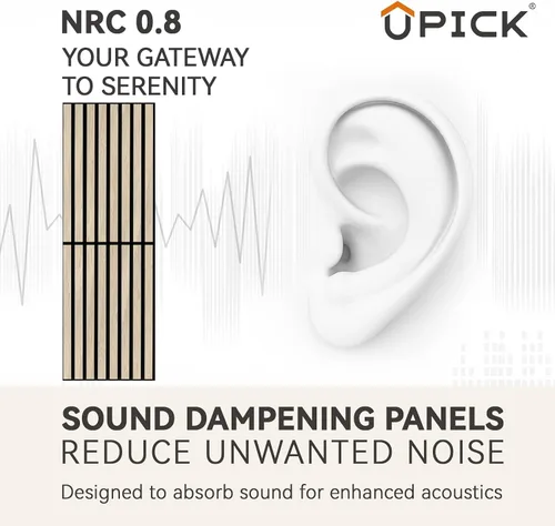 Miniatura 4 de Upick Paneles de pared acústicos plegables, paquete de 4 paneles de madera MDF de 48 x 12.6 pulgadas para pared, paneles de pared absorbentes