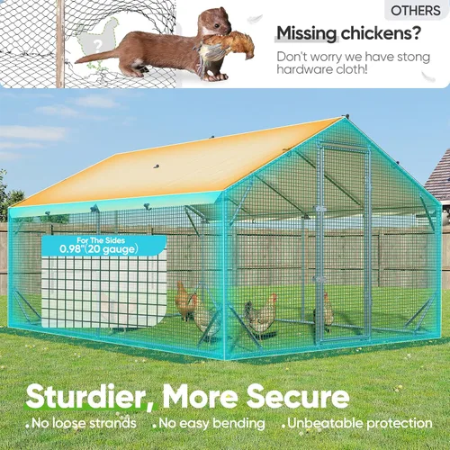 Miniatura 3 de Quictent Gallinero de metal grande de alta calidad mejorado con tela reforzada y tubo de metal galvanizado, jaula para aves de corral para patio al