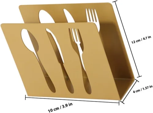 Miniatura 2 de Metal Upright Napkin Holder Stand, Square Hollow Cutout Design with Fork and Knife Ornament, Modern Style Tissue Storage for Restaurant and Home