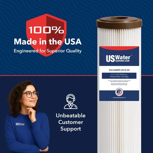 Miniatura 2 de US Water Systems Cartucho de filtro plisado de 2.5 x 9.75 pulgadas, 20 micrones, fabricado en los Estados Unidos