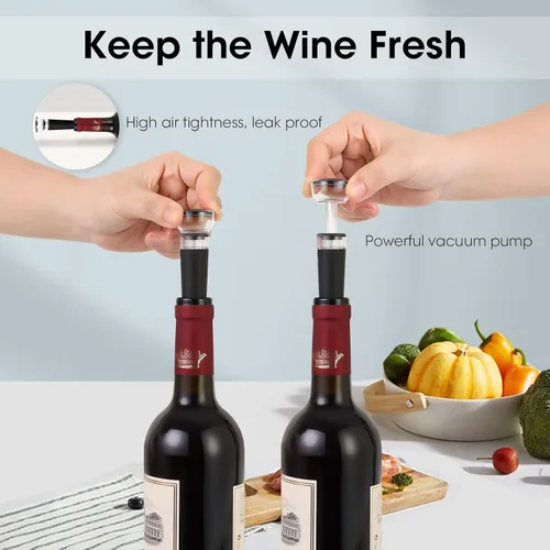 Miniatura 4 de Beneno Abridor de vino con tapón de silicona a prueba de fugas, sacacorchos de ala premium de aleación de zinc con abrebotellas multifuncional