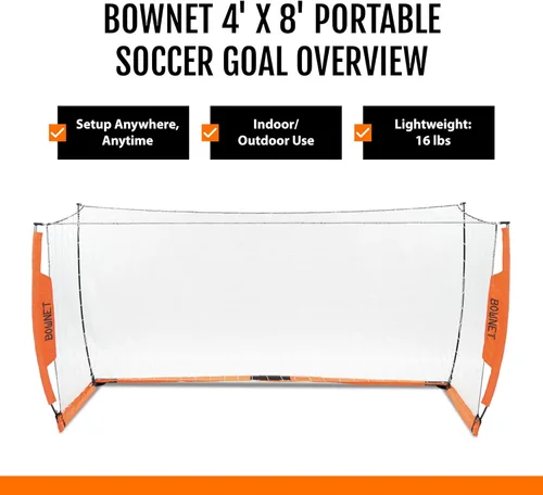 Miniatura 3 de Bownet - Portería de fútbol portátil con red - Portería de fútbol plegable emergente para entrenamiento y práctica - Marco de metal duradero