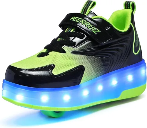 Miniatura 14 de HHSTS Zapatos para niños – Nuevos mejorados con ruedas zapatos de luz LED de colores patines rodantes brillantes zapatos de patinar regalos simples