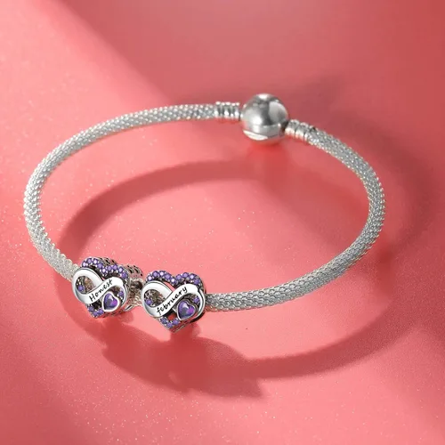 Miniatura 2 de Abalorios de plata de ley 925 con forma de corazón de amor, Plata esterlina