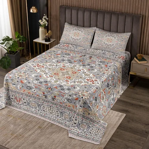 Miniatura 15 de Erosebridal Colcha King, Colcha Exótica Bohemia, Cobertor de Encaje Bohemio Tribal Floral Rojo Amarillo Azul Degradado Retro, Acolchado Egipcio