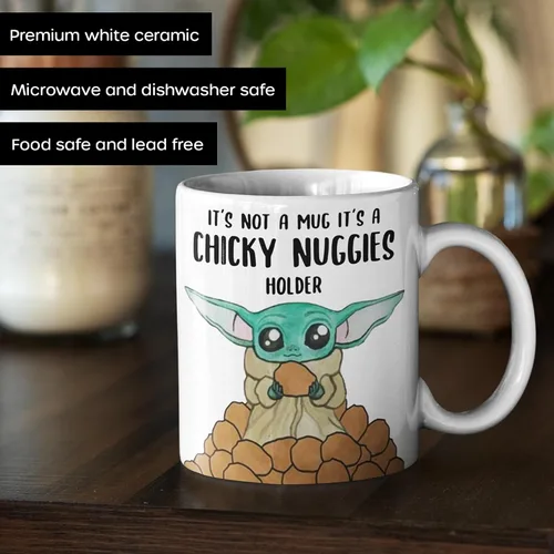 Miniatura 2 de BabyYoda Taza de café – Lindo alien verde – Soporte para nuggies Chicky – Taza de café Grogu – Taza de pollo Nuggets – Novedad divertida de Mando