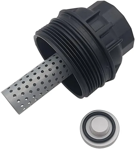 Miniatura 3 de Tapa de carcasa del filtro de aceite con drenaje de tapón de aceite compatible con Toyota Land Cruiser Sequoia Tundra Lexus LX570 Reemplazar
