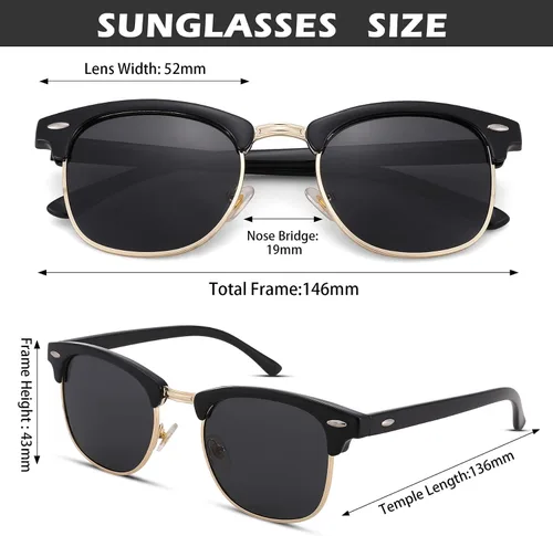 Miniatura 3 de Pro Acme Gafas de sol polarizadas semi sin montura con protección UV 400 para mujeres y hombres