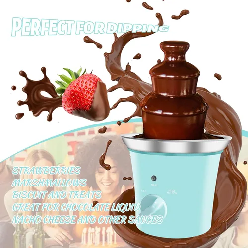 Miniatura 4 de Máquina Mini Fuente de Fondue de Chocolate Pequeña Fuente de Fondue de Chocolate Eléctrica para Fiesta para Caramelos Mantequilla Queso (Verde)