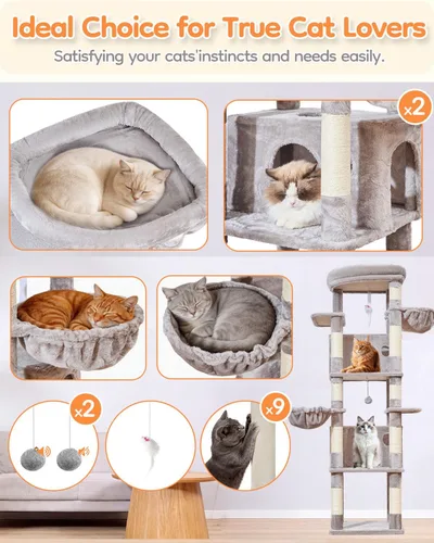Miniatura 2 de Taoqimiao Árbol para gatos resistente, torre para gatos de 73 pulgadas para gatos de interior, más de 25 libras, árbol para gatos extragrande, 2