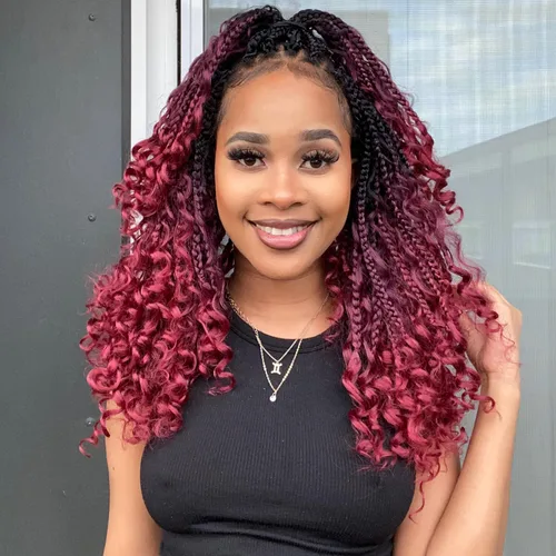 Wodun Extensiones de Cabello de Trenzas de Caja Goddess de 12 pulgadas para Ganchillo, Trenzas de Caja de Ganchillo con Extremos Rizados 3X Trenzas