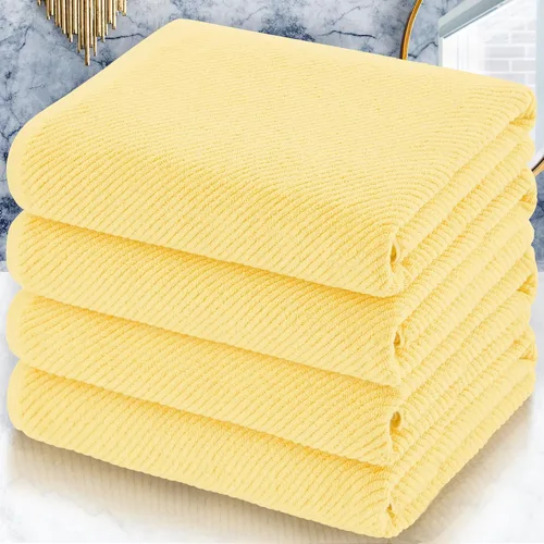 Miniatura 9 de VOOVA & MOVAS Toallas de baño amarillas – 100% algodón Secado rápido Peso Gruesas Suave, juego de 6 toallas de baño, 2 toallas grandes de 30