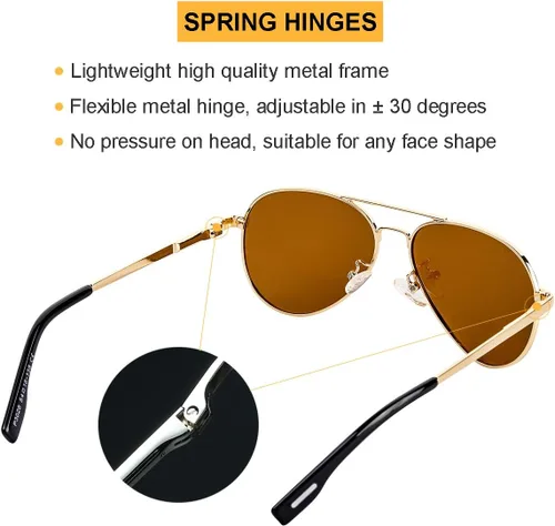 Miniatura 179 de Gleyemor Lentes de sol polarizados estilo aviador para niños y niñas, jóvenes, adolescentes, dos tamaños de 1.969 in y 2.047 in