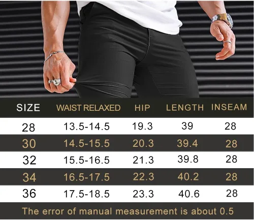 Miniatura 6 de GINGTTO Pantalones deportivos casuales de sarga para hombre, de nailon, con entrepierna elástica de 28 pulgadas