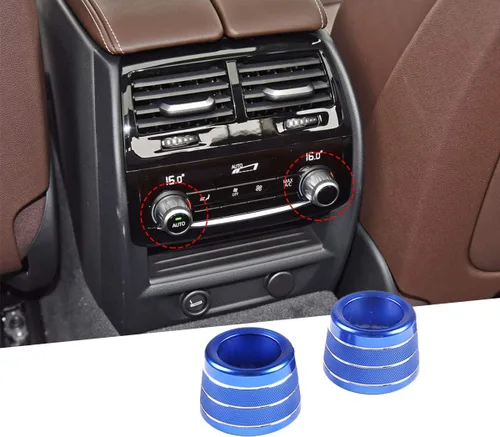 YIWANG - 2 anillos de perilla de aire acondicionado para coche para BMW Serie 5 G30 G38, 6 Series GT, 7 Series G11 G12 2016-2020, Azul