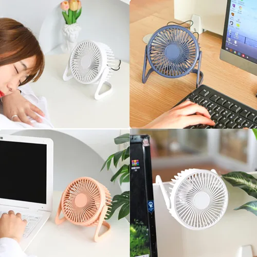 Miniatura 7 de Ventilador pequeño de 6 pulgadas, ventilador de escritorio USB de 2 velocidades, flujo de aire fuerte, funcionamiento silencioso, ventilador de piso