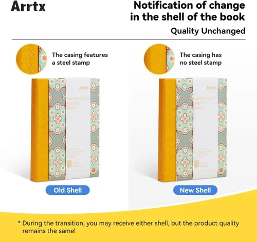 Miniatura 2 de Arrtx - Paquete de 2 cuadernos de bocetos de acuarela, 5.35 x 3.86, 140 libras, 300 GSM, papel 100% algodón, prensa en caliente, 40 hojas, diario
