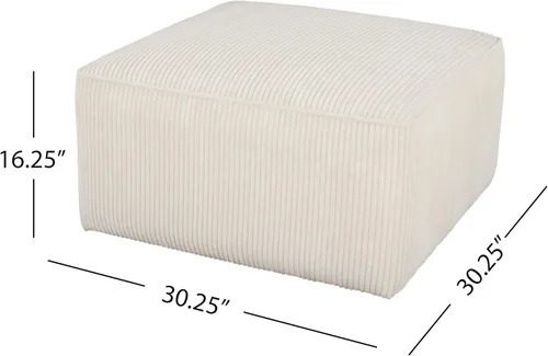 Miniatura 2 de Christopher Knight Home Isa - Taburete otomano cuadrado, puf de pana, reposapiés, asiento grande, mesa auxiliar moderna para sala de estar, Beige