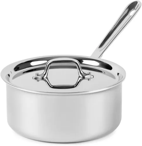 All-Clad D3 - Cacerola de acero inoxidable de 3 capas con tapa, 3 cuartos, inducción, apta para horno y asador 600F, multiusos, compatible con todas