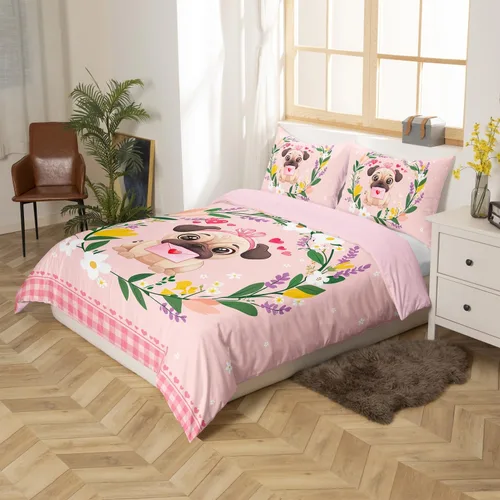 Miniatura 3 de Erosebridal Juego de ropa de cama para perros y niños pequeños, funda de edredón Kawaii para cachorros, funda de edredón de animales de mascotas