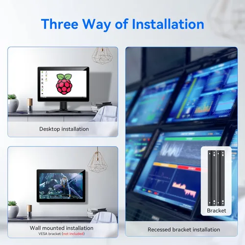 Miniatura 9 de Eyoyo Monitor de pantalla táctil pequeño de 10.1 pulgadas: pantalla IPS de 1280x800, táctil de 10 puntos, entrada HDMI VGA AV, altavoces