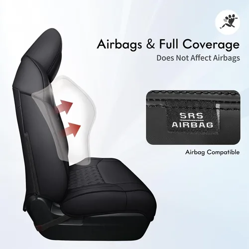 Miniatura 5 de Huidasource Juego completo de fundas de asiento de automóvil para Dodge Ram, delantero y trasero, de cuero impermeable, protector de cojín de Juego