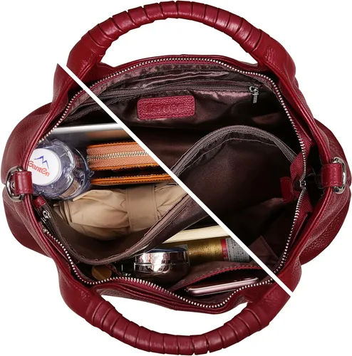 Miniatura 6 de Iswee Bolso bandolera de cuero genuino con asa superior para mujer