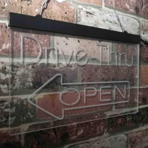 Miniatura 4 de ADVPRO Drive Thru Open Flecha Izquierda Señal de neón LED de doble color, azul y rojo, 24 x 16 pulgadas st6s64-i3827-br