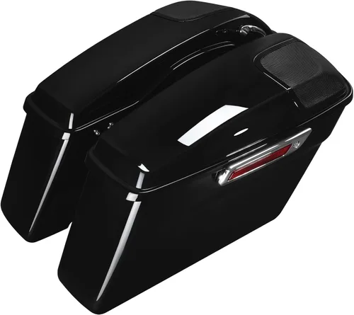Miniatura 8 de TCMT - Alforjas duras estiradas de 4" en negro vívido con cierre negro para Harley 2014-2024 Touring CVO Street Road Glide Road King