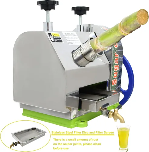 Miniatura 3 de Exprimidor de caña de azúcar, extractor manual de jugo de caña de azúcar, entrada de 2.4 pulgadas, 330 lbs/h, salida de tres rodillos, exprimidor