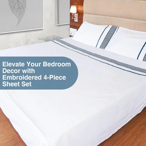 Miniatura 93 de Bluemoon Homes Sábanas de Algodón Egipcio Twin - Juego de Sábanas de 4 Piezas, Juego de Ropa de Cama de 1000 Hilos, Suave y Lujoso Juego de Sábanas