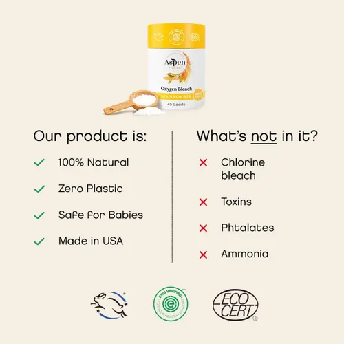 Miniatura 5 de AspenClean Polvo de blanqueador de oxígeno sin perfume Quitamanchas de lavandería de color seguro Alternativa a la lejía EWG Verified™