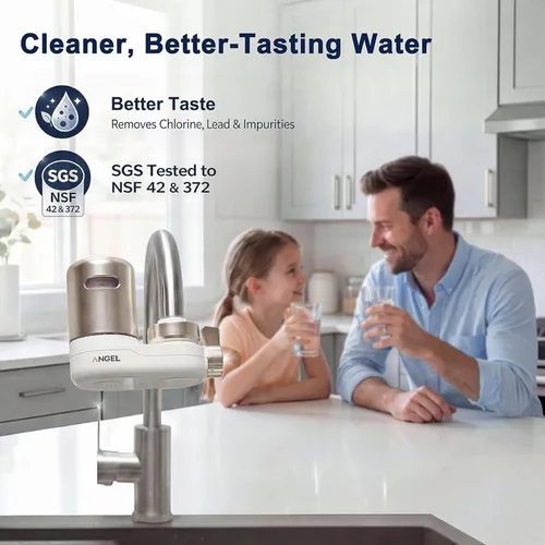 Miniatura 9 de ANGEL CF30 Filtro de agua para grifo de fregadero, sistema de filtración de agua de montaje en grifo, reduce el 98% de cloro, plomo y óxido, probado