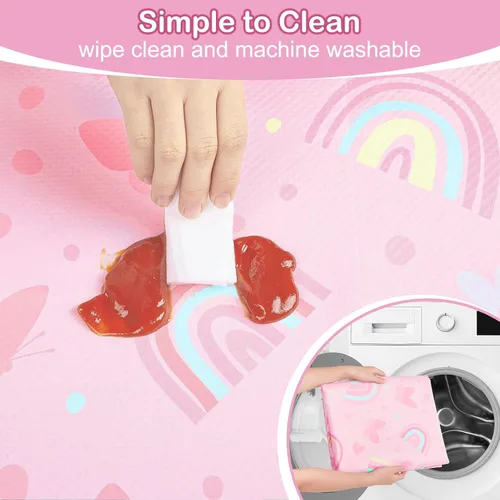 Miniatura 5 de Basumee Tapete de Splat Mat para silla de bebé, impermeable, tapete de salpicaduras para debajo de la silla alta, tapete para atrapar alimentos