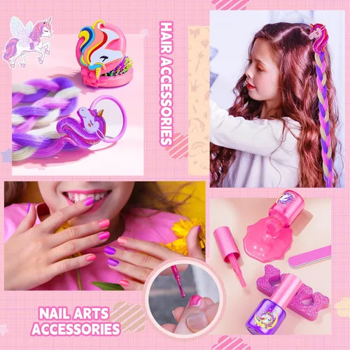 Miniatura 5 de Beayuck Kit de Maquillaje para Niñas - Kit de Juguetes de Maquillaje para Niñas, Conjunto de Cosméticos Reales Lavables con Estuche