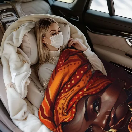 Miniatura 5 de African American Black Woman Fleece Throw Blanket Ultra Soft Cozy Decorative Flannel Blanket for Home Bed Couch Chair Travel 40x30in