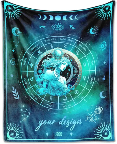 Miniatura 19 de Manta Acuario para Regalos, 40" x 30" Manta Rectangular de Franela del Zodiaco Acogedora, Regalo para Niños Niñas Adolescentes Mujeres Hombres