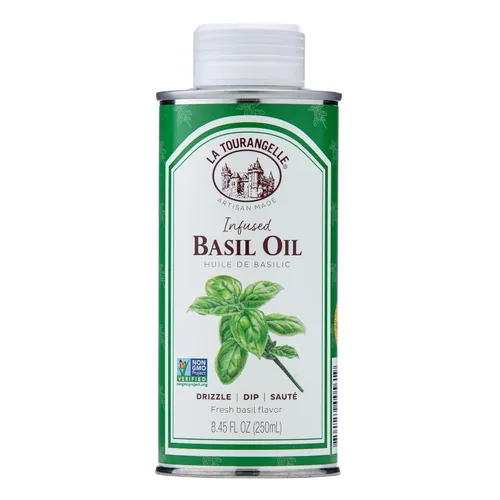 La Tourangelle, aceite de albahaca, aceite de alta proporción de ácido oleico prensado con expulsor, excelente para ensaladas, aceite de acabado,