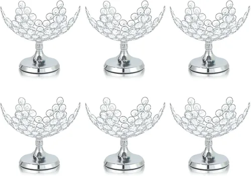Miniatura 11 de 2 cuencos florales de cristal para caramelos/plato de frutas decorativo, elegante centro de mesa de marco de metal, plato de frutas y bandeja