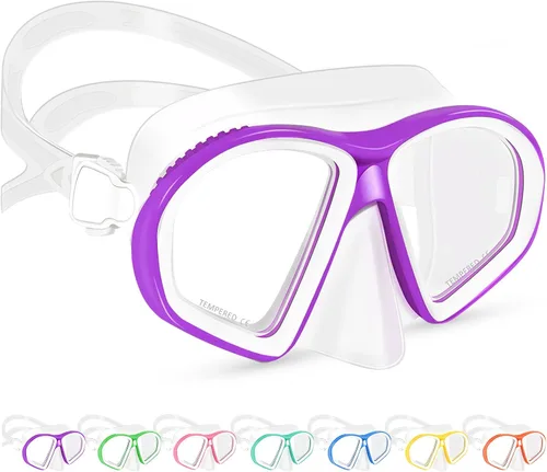 Miniatura 9 de Supertrip Kids Swim Goggles with Nose Cover for Ages 6-14, Tempered Glass Fabric Strap Swimming Snorkel Mask for Pool Beach B-lake Azul