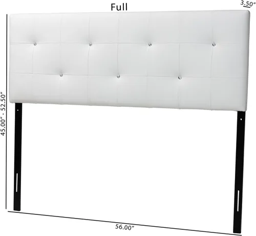 Miniatura 3 de Baxton Studio Dalini cabecera para interiores con botones de cristal de imitación, Vinilo, Blanco