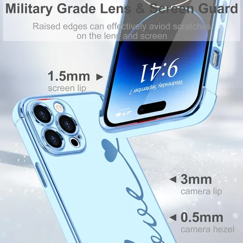 Miniatura 5 de LAPOPNUT Funda compatible con iPhone 13 Pro, bonito diseño de corazón de amor para mujeres y niñas, parachoques chapado de lujo con cubierta