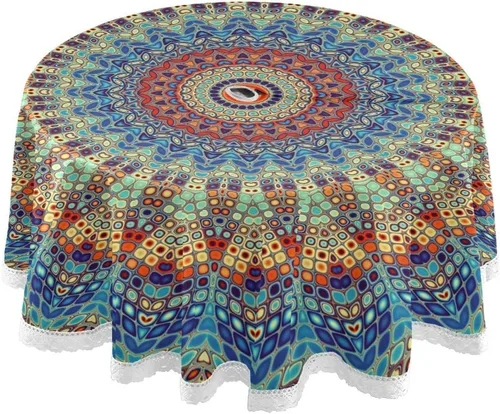 Miniatura 13 de Qilmy Mantel de flamenco para exteriores, 60 pulgadas, impermeable, redondo, con agujero para sombrilla y cremallera, para decoración de barbacoa
