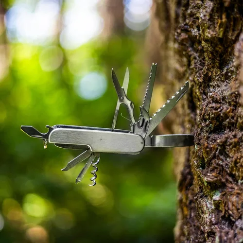 Miniatura 3 de Cuchillo de bolsillo EDC multiherramienta de acero inoxidable con bolsa de transporte