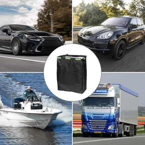 Miniatura 7 de Fekey&JF Bote de basura colgante para coche con bolsillos de almacenamiento, bolsa de basura impermeable y a prueba de fugas Oxford para automóvil